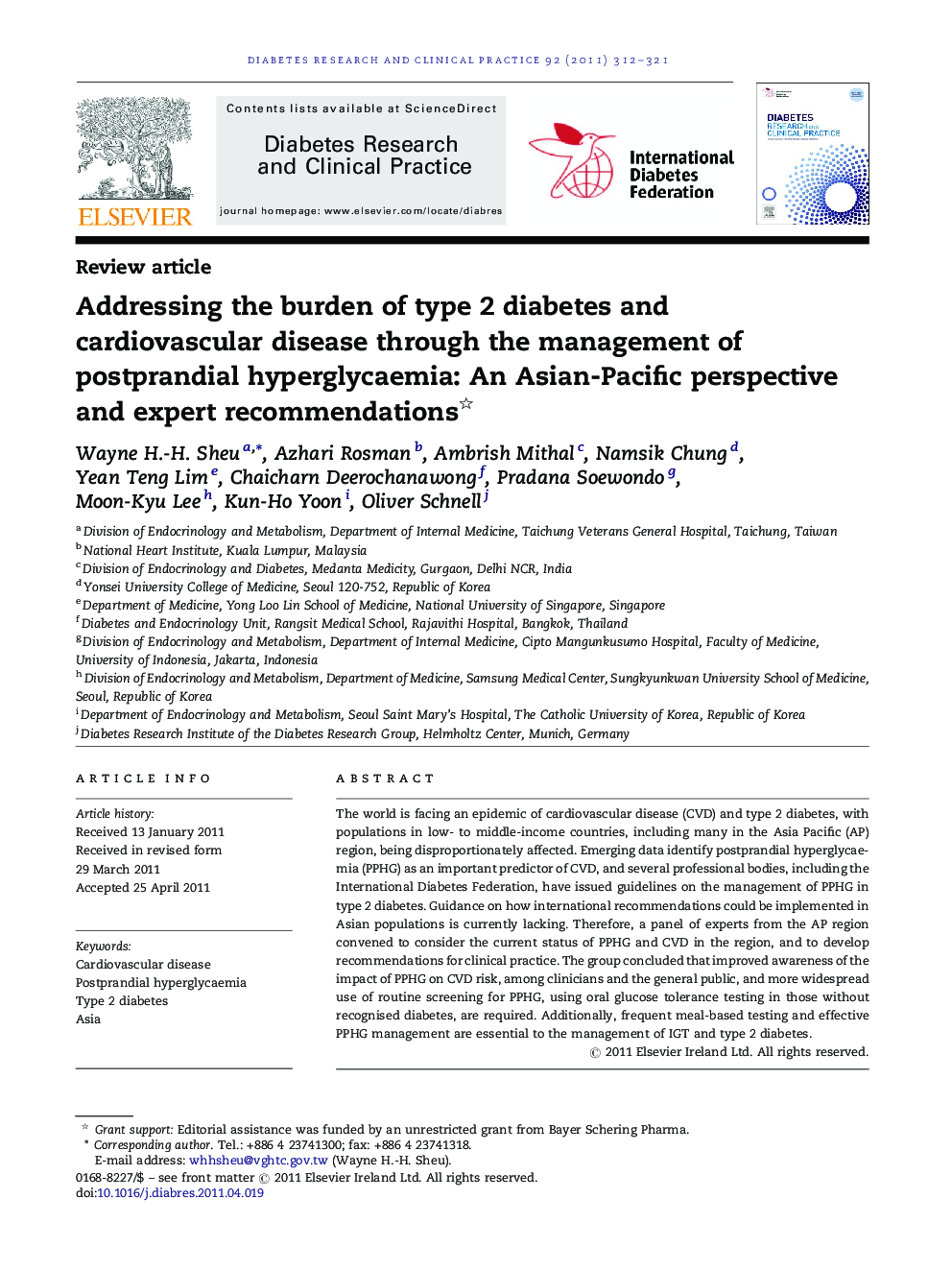 Addressing the burden of type 2 diabetes and cardiovascular disease through the management of postprandial hyperglycaemia: An Asian-Pacific perspective and expert recommendations 
