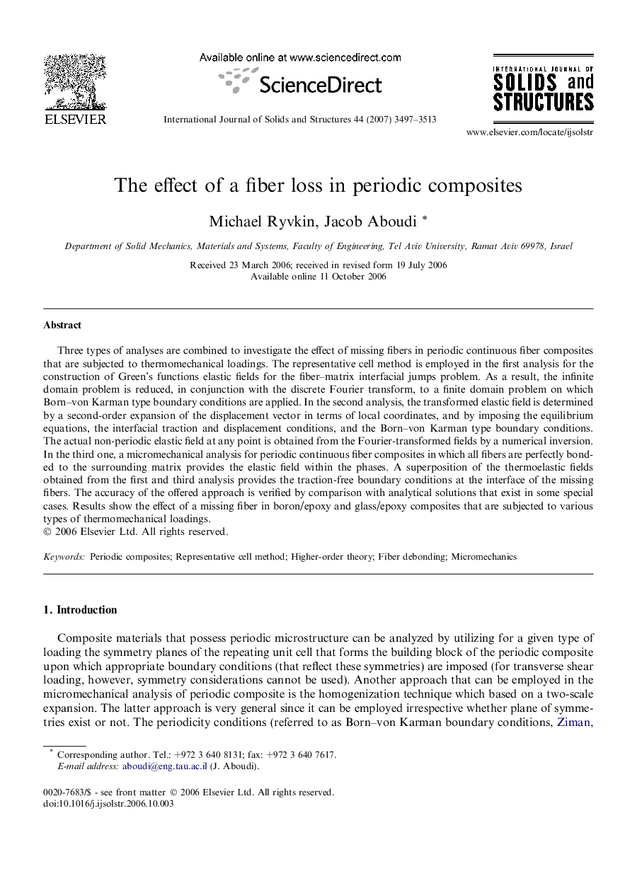 The effect of a fiber loss in periodic composites