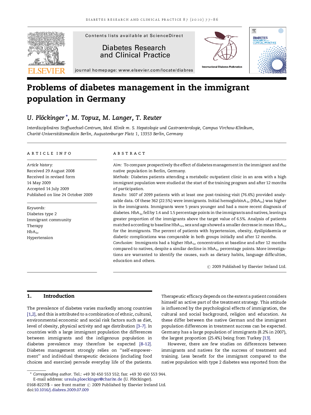 Problems of diabetes management in the immigrant population in Germany