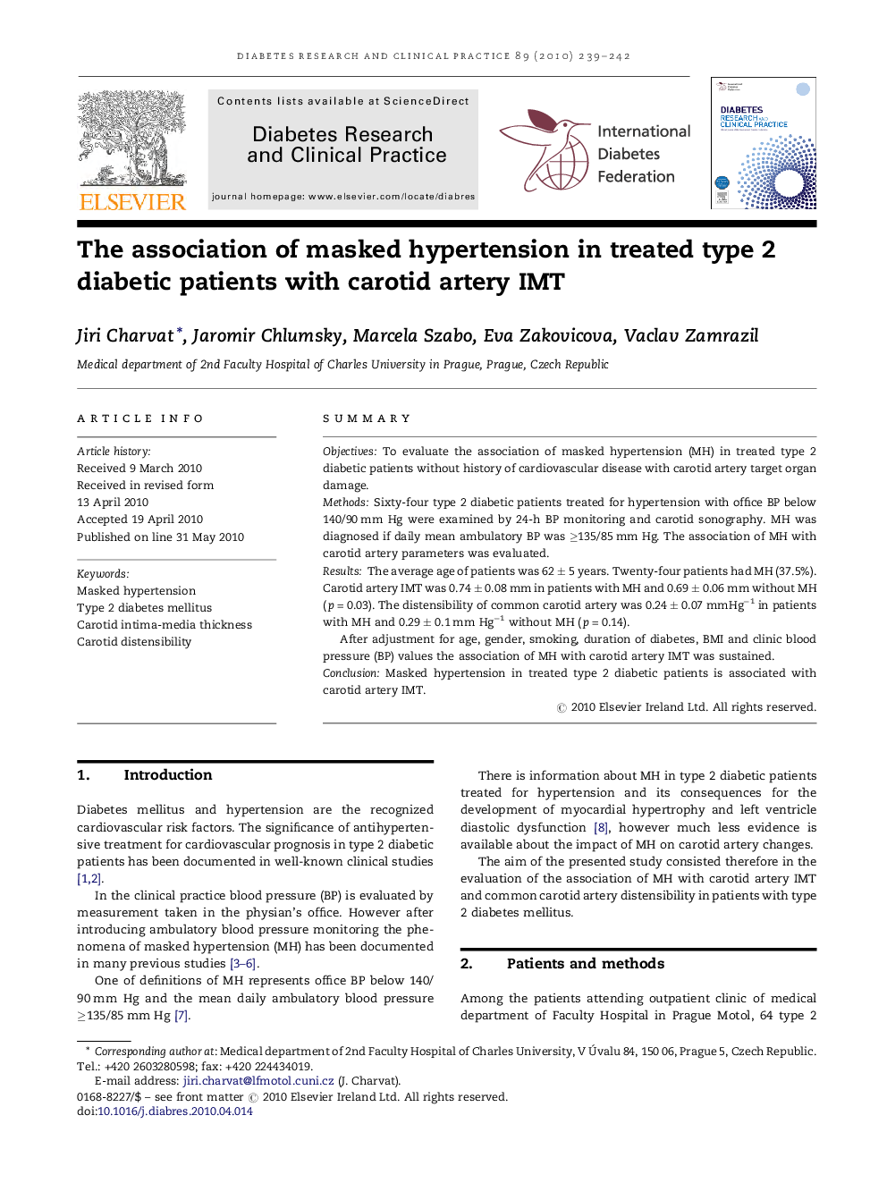 The association of masked hypertension in treated type 2 diabetic patients with carotid artery IMT