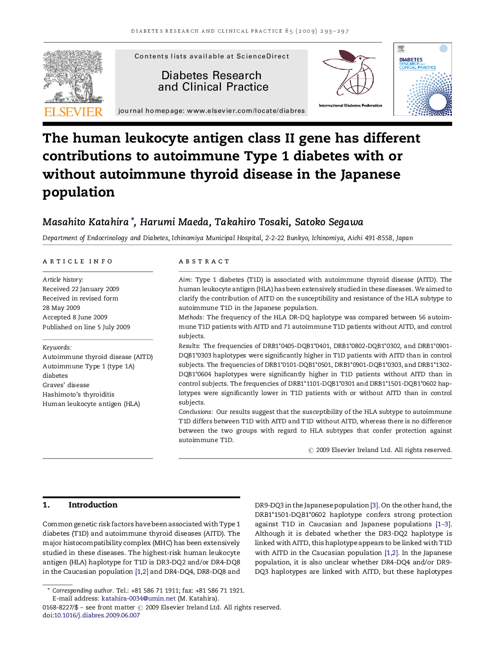 The human leukocyte antigen class II gene has different contributions to autoimmune Type 1 diabetes with or without autoimmune thyroid disease in the Japanese population