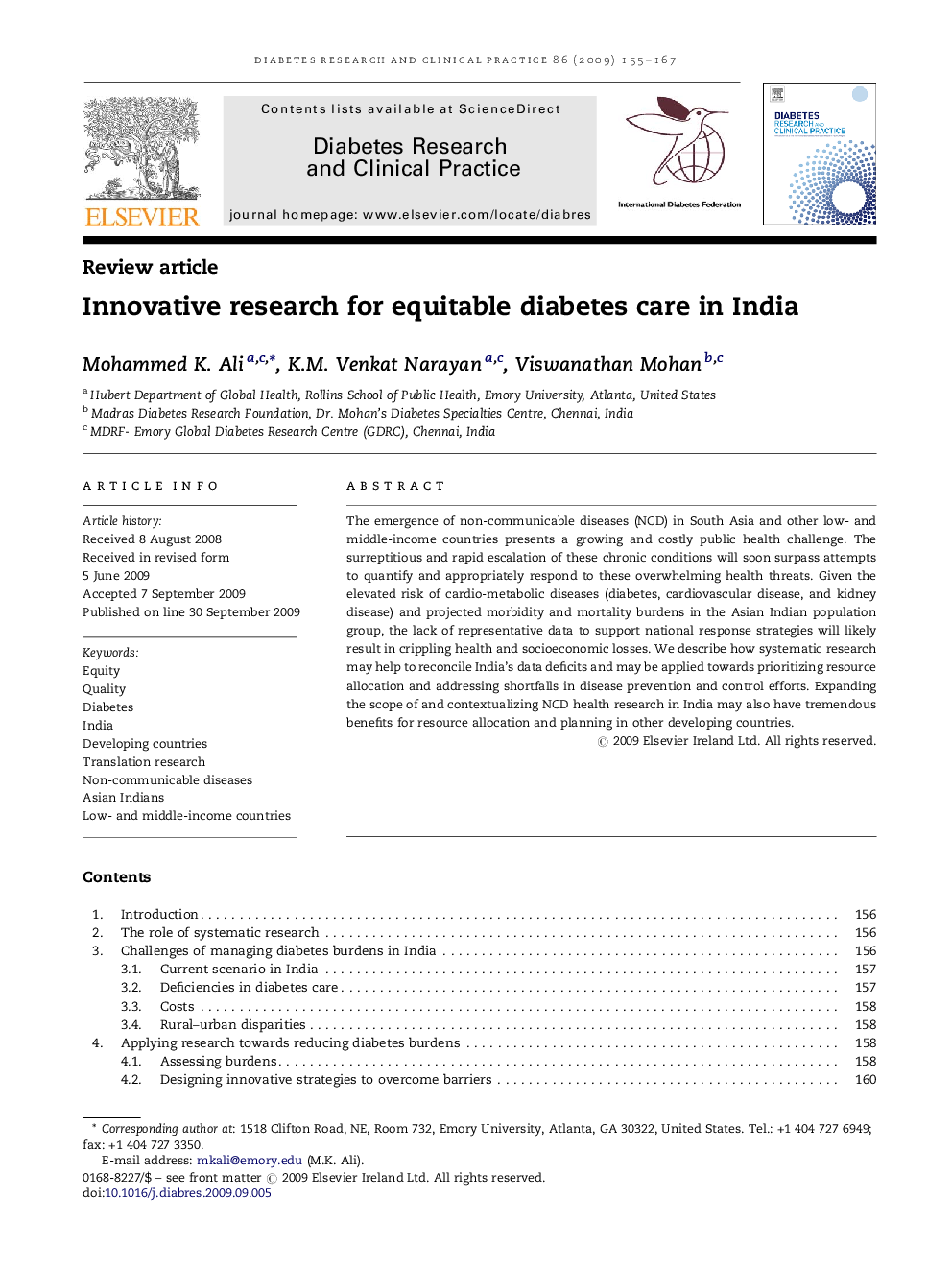 Innovative research for equitable diabetes care in India