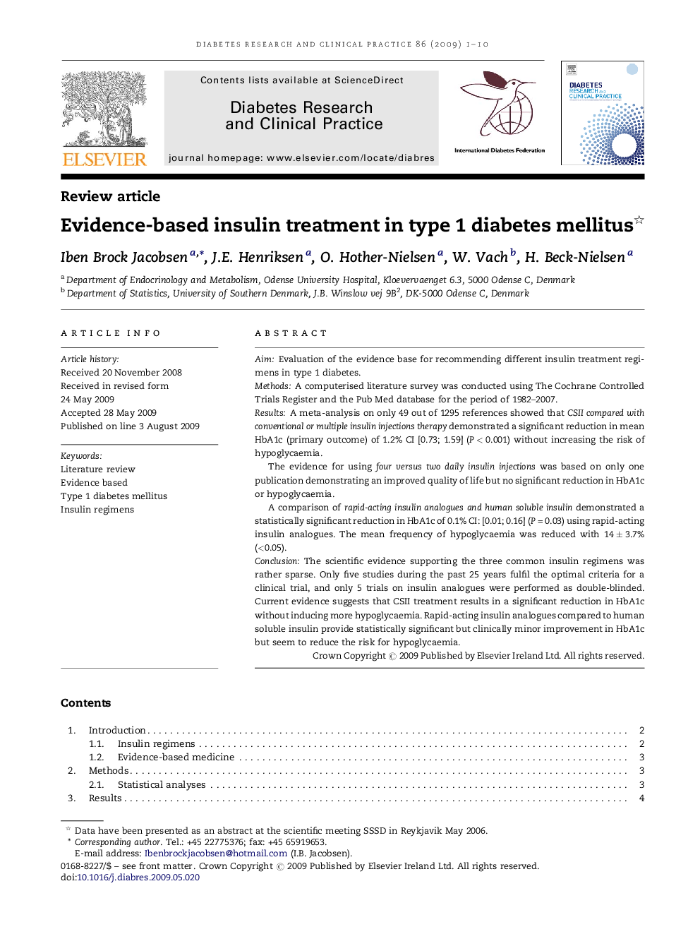 Evidence-based insulin treatment in type 1 diabetes mellitus 