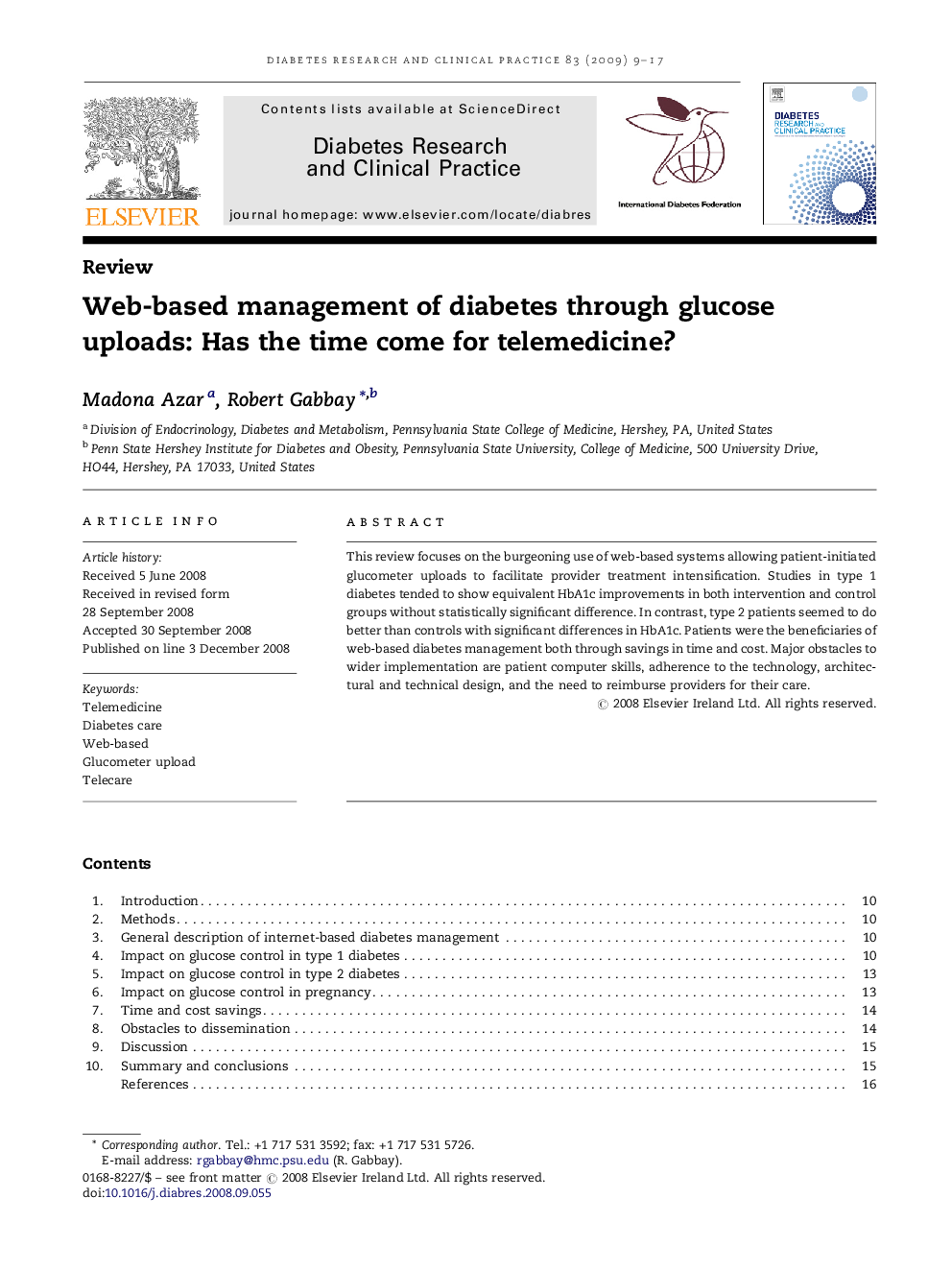 Web-based management of diabetes through glucose uploads: Has the time come for telemedicine?