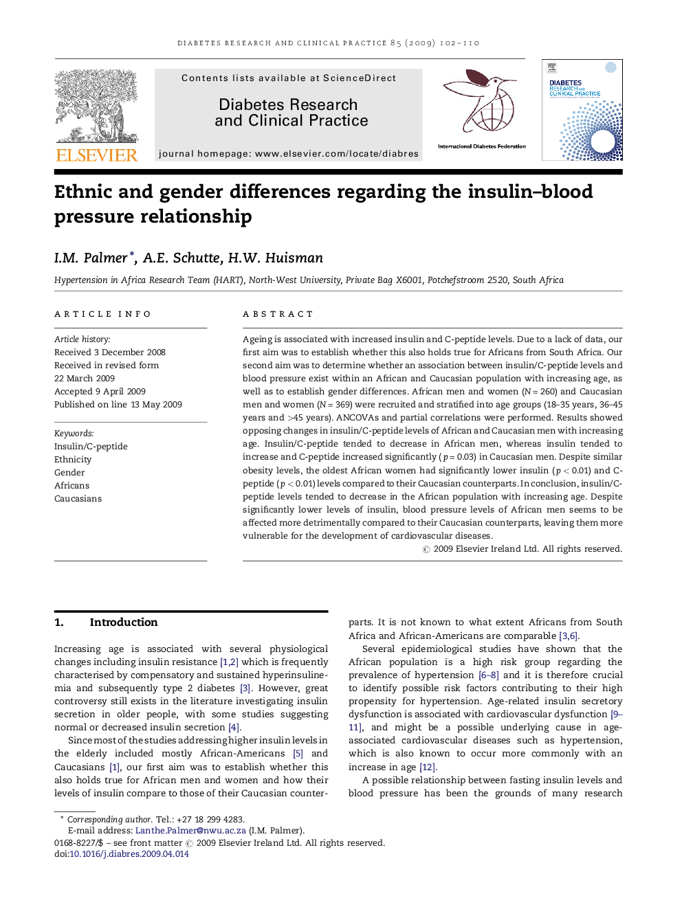 Ethnic and gender differences regarding the insulin–blood pressure relationship