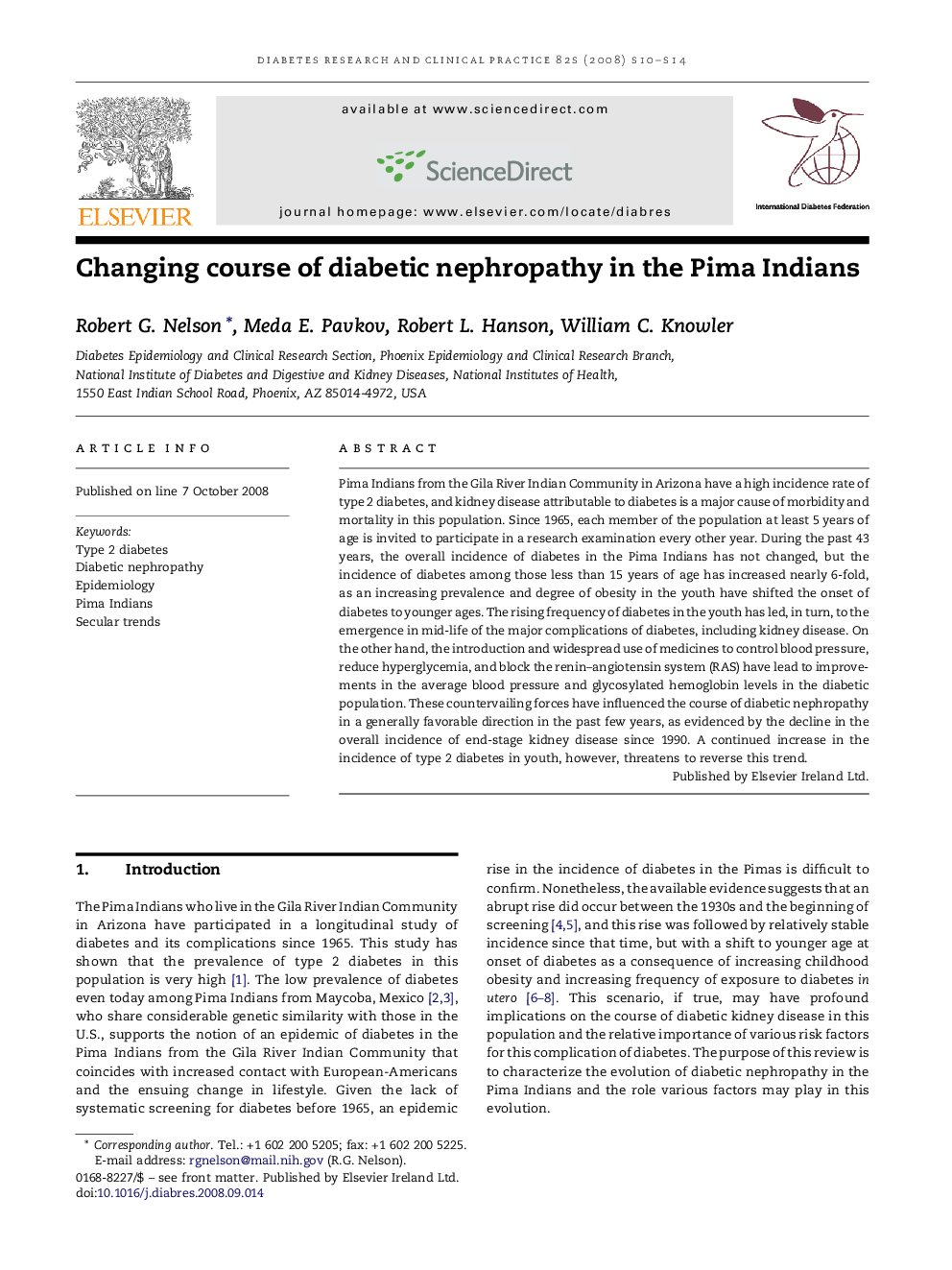 Changing course of diabetic nephropathy in the Pima Indians