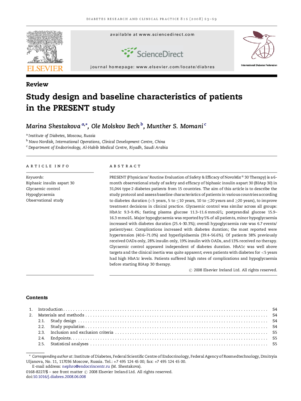 Study design and baseline characteristics of patients in the PRESENT study