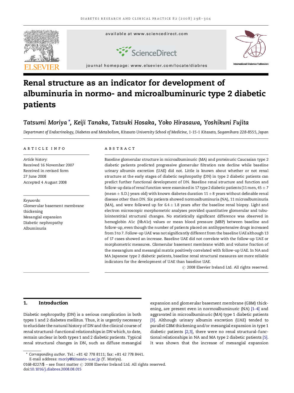 Renal structure as an indicator for development of albuminuria in normo- and microalbuminuric type 2 diabetic patients