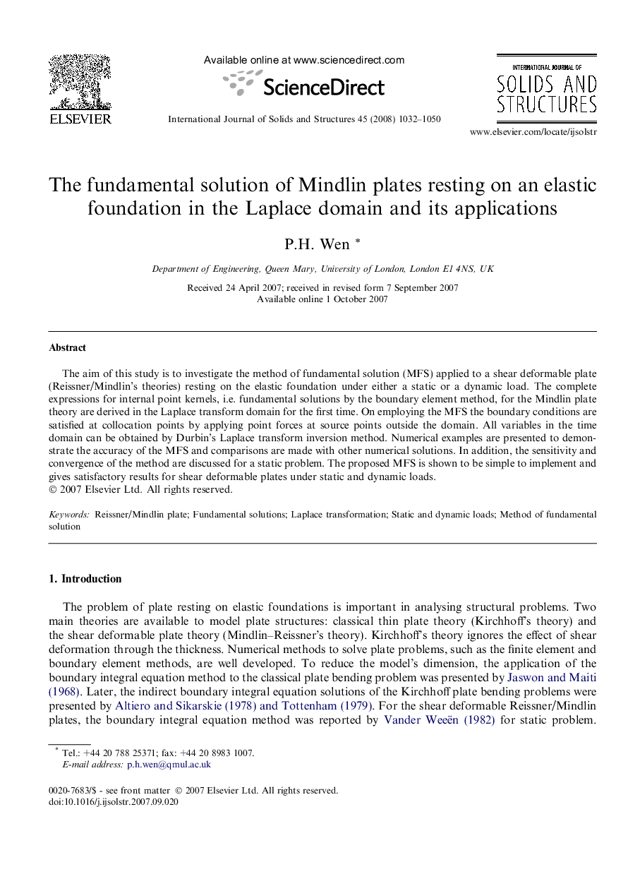 The fundamental solution of Mindlin plates resting on an elastic foundation in the Laplace domain and its applications