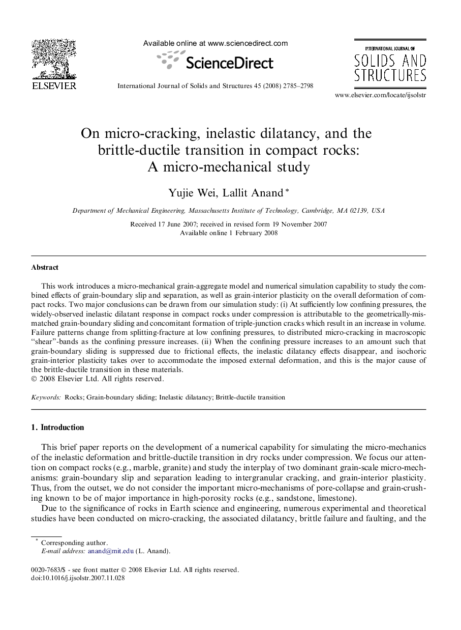 On micro-cracking, inelastic dilatancy, and the brittle-ductile transition in compact rocks: A micro-mechanical study