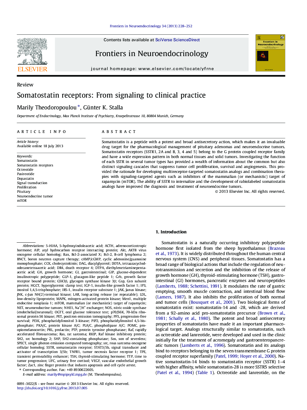 Somatostatin receptors: From signaling to clinical practice