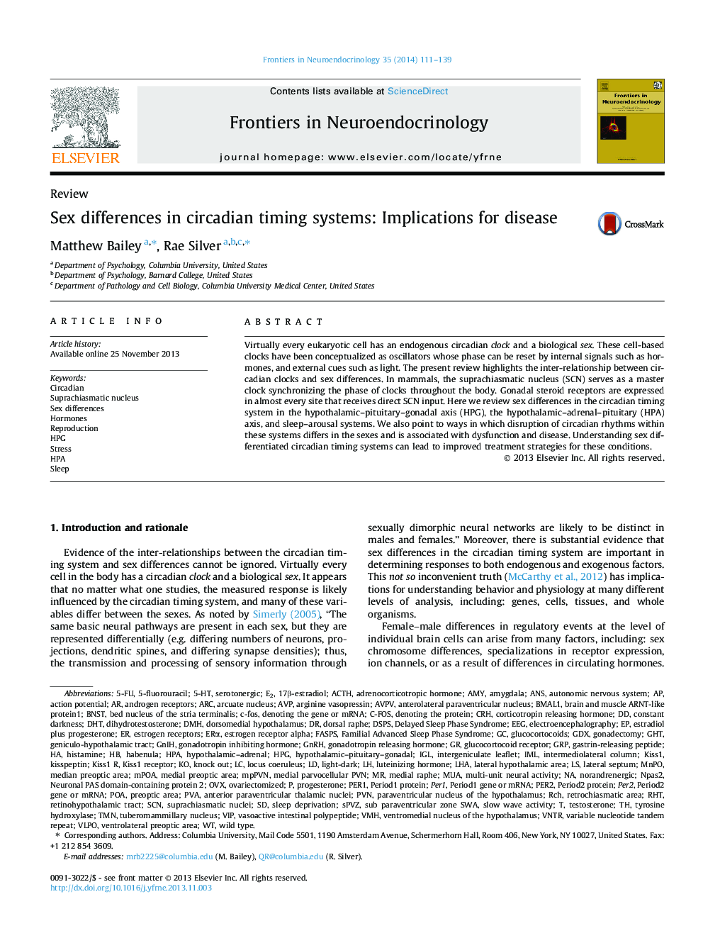 Sex differences in circadian timing systems: Implications for disease