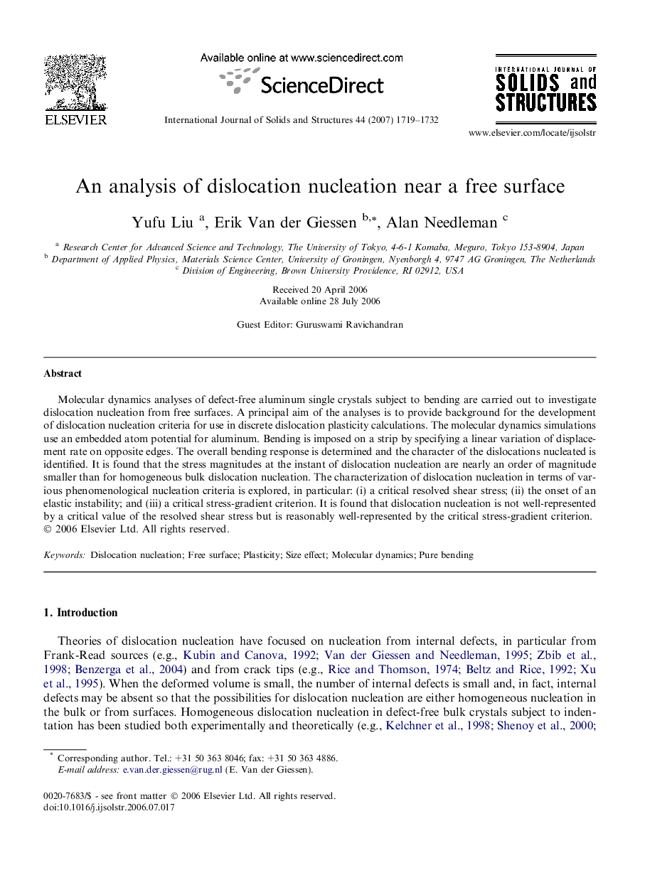 An analysis of dislocation nucleation near a free surface