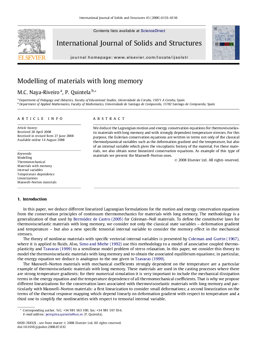 Modelling of materials with long memory