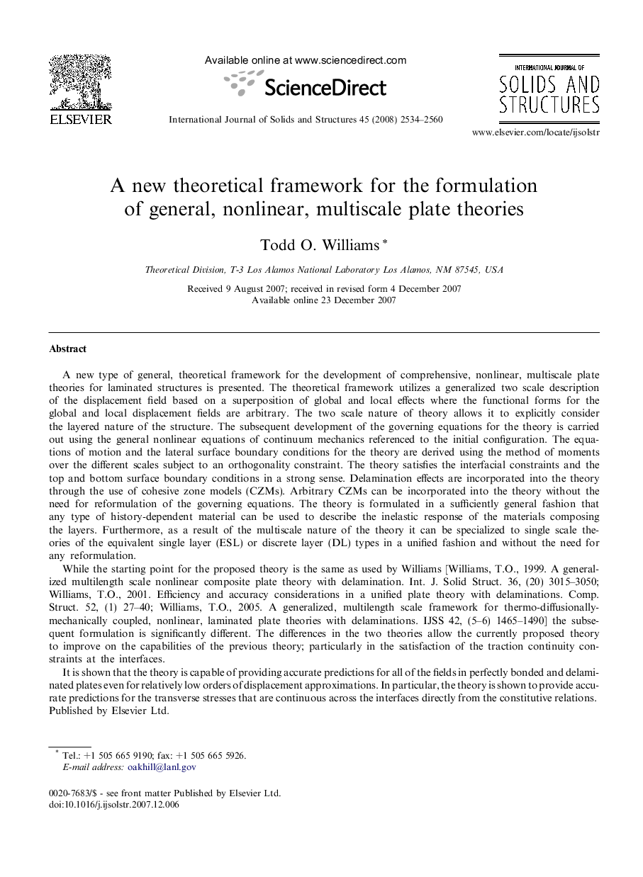 A new theoretical framework for the formulation of general, nonlinear, multiscale plate theories