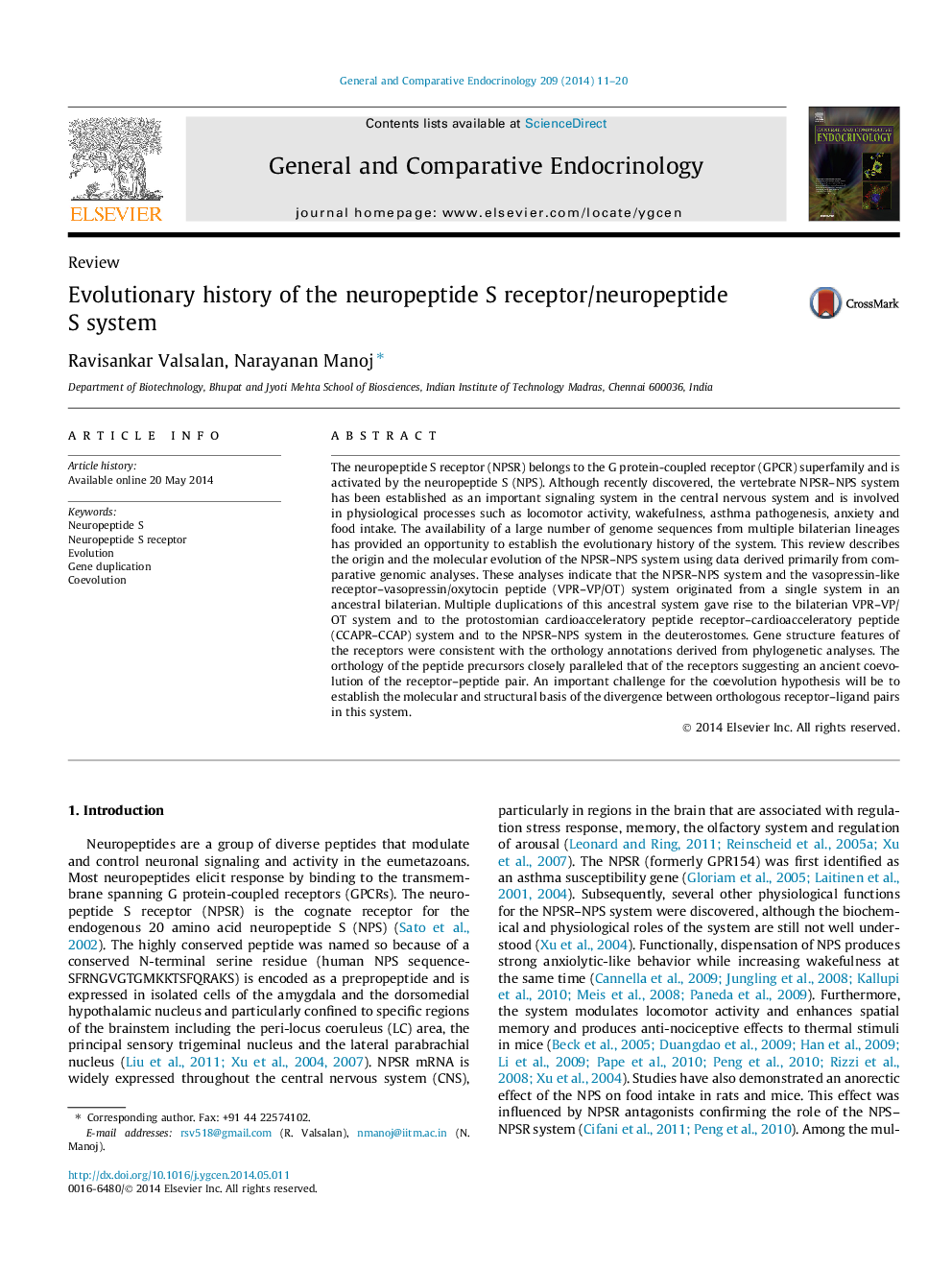 Evolutionary history of the neuropeptide S receptor/neuropeptide S system