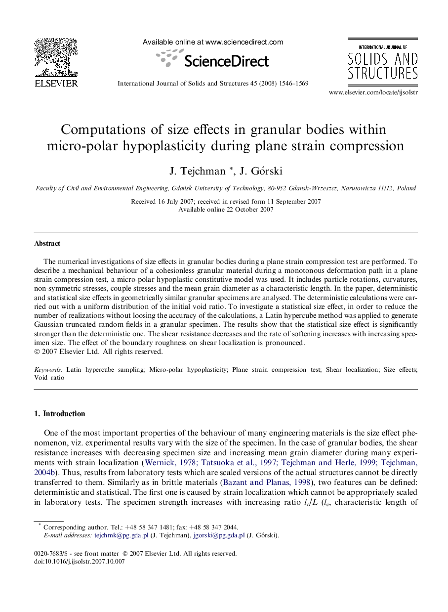 Computations of size effects in granular bodies within micro-polar hypoplasticity during plane strain compression