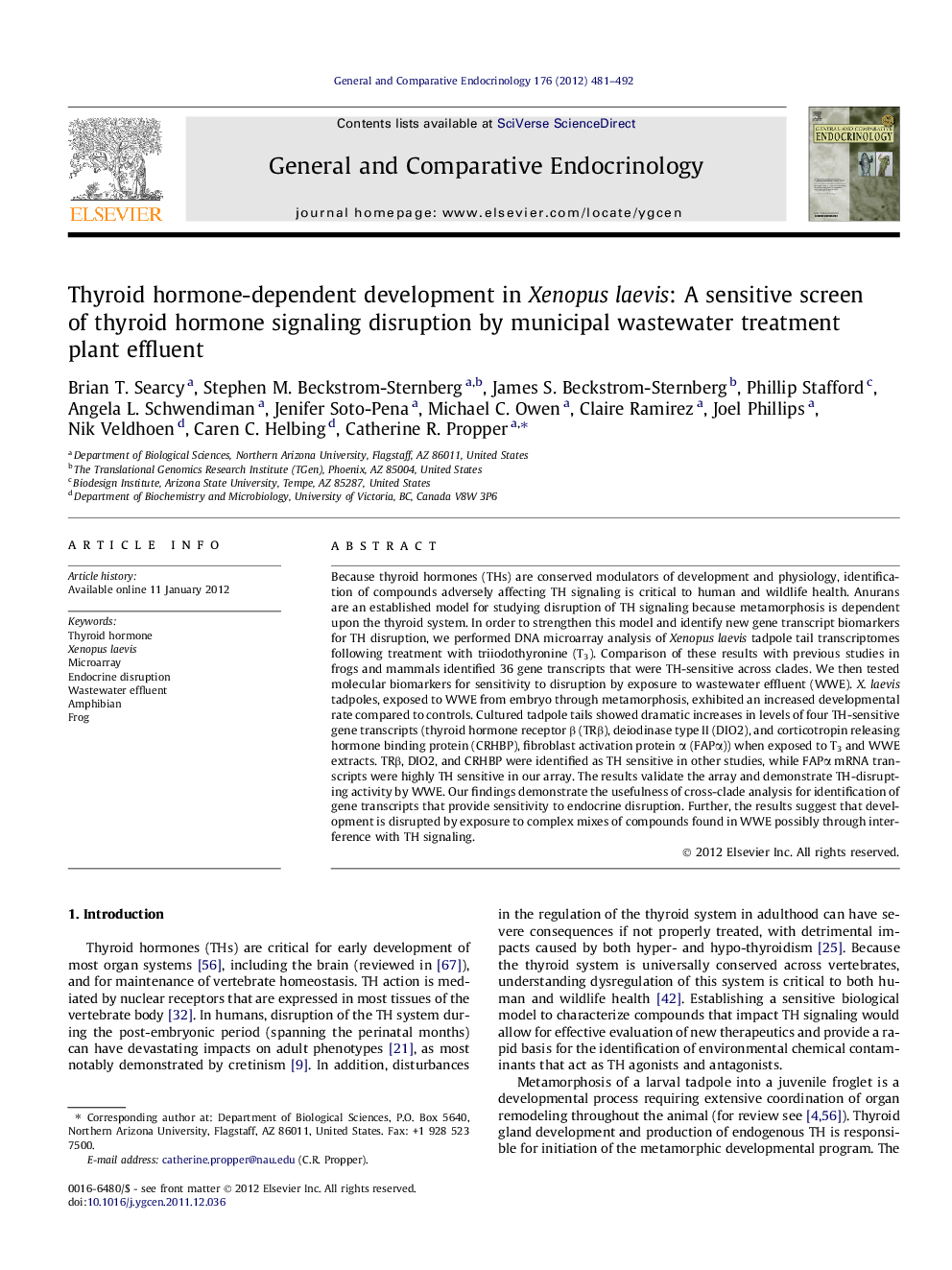 Thyroid hormone-dependent development in Xenopus laevis: A sensitive screen of thyroid hormone signaling disruption by municipal wastewater treatment plant effluent