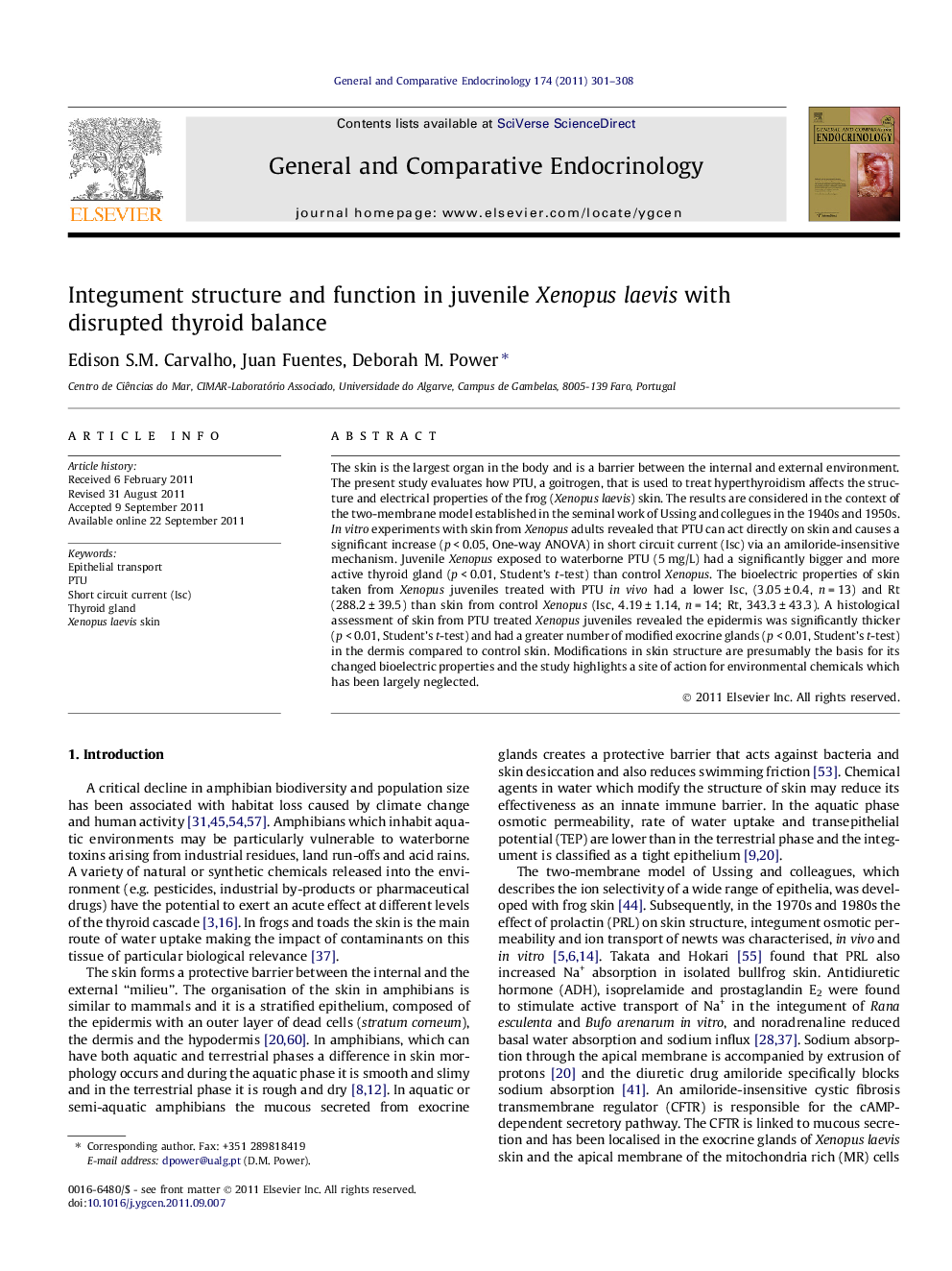 Integument structure and function in juvenile Xenopus laevis with disrupted thyroid balance