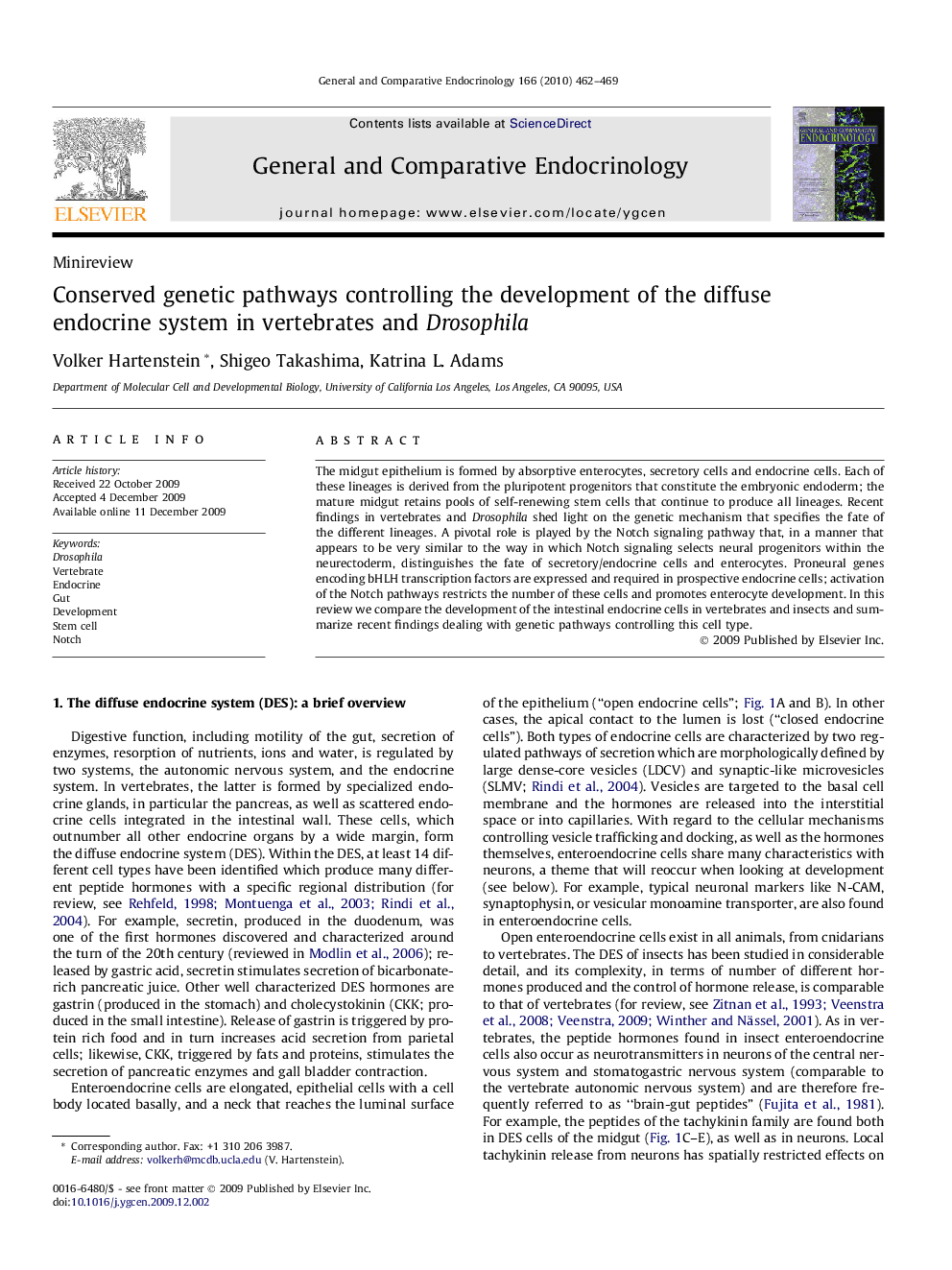 Conserved genetic pathways controlling the development of the diffuse endocrine system in vertebrates and Drosophila