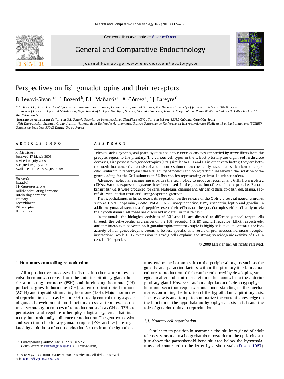 Perspectives on fish gonadotropins and their receptors