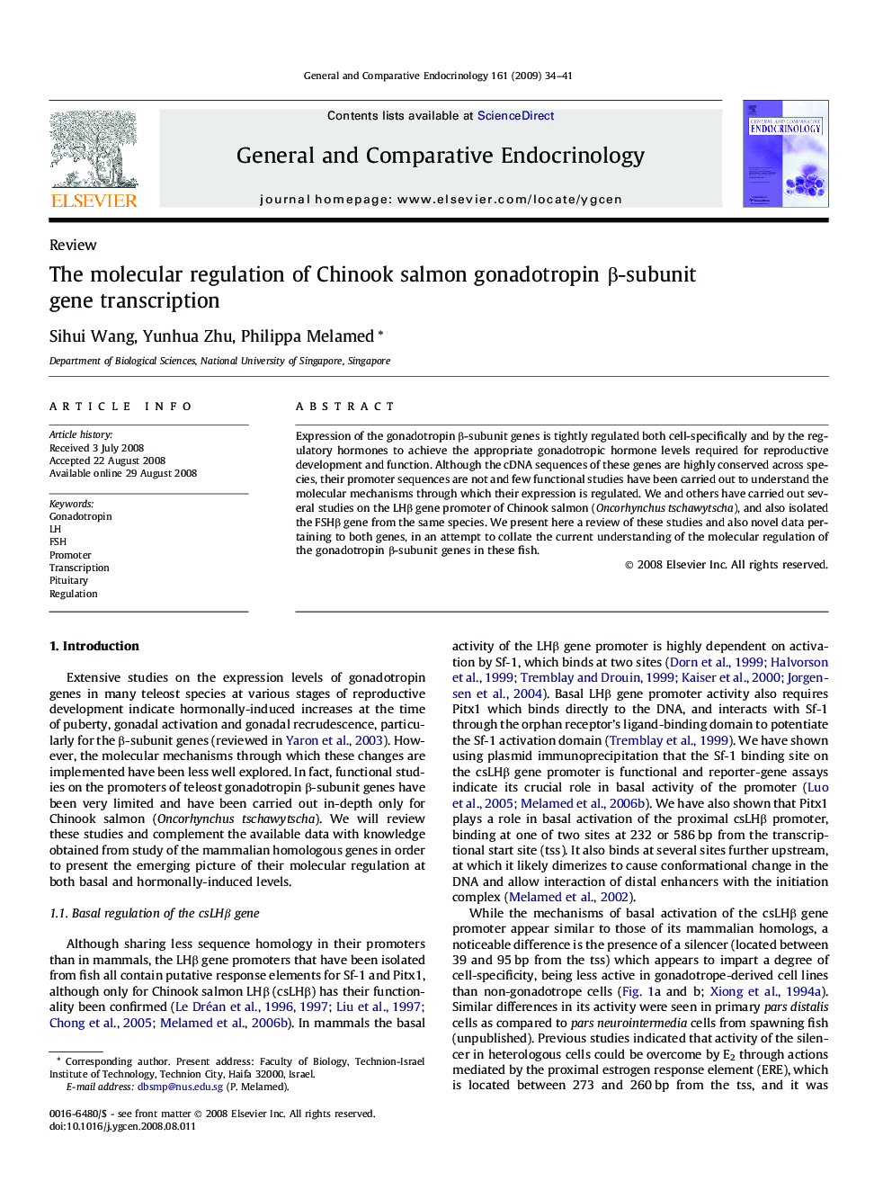 The molecular regulation of Chinook salmon gonadotropin β-subunit gene transcription