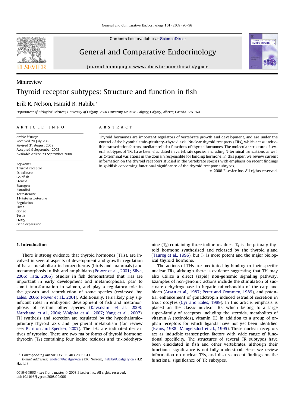 Thyroid receptor subtypes: Structure and function in fish