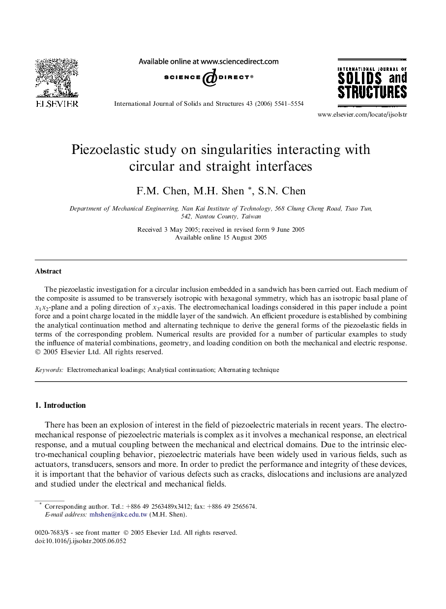 Piezoelastic study on singularities interacting with circular and straight interfaces