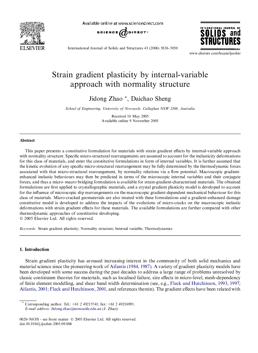 Strain gradient plasticity by internal-variable approach with normality structure