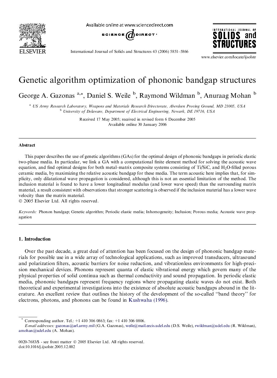 Genetic algorithm optimization of phononic bandgap structures