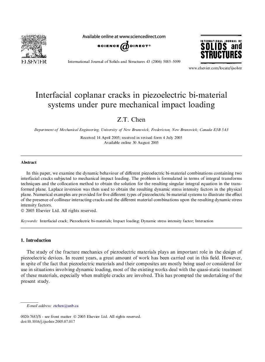 Interfacial coplanar cracks in piezoelectric bi-material systems under pure mechanical impact loading