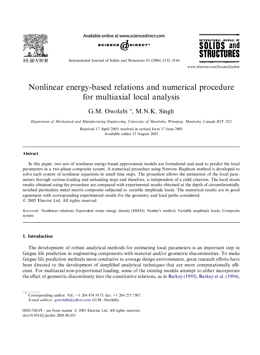 Nonlinear energy-based relations and numerical procedure for multiaxial local analysis