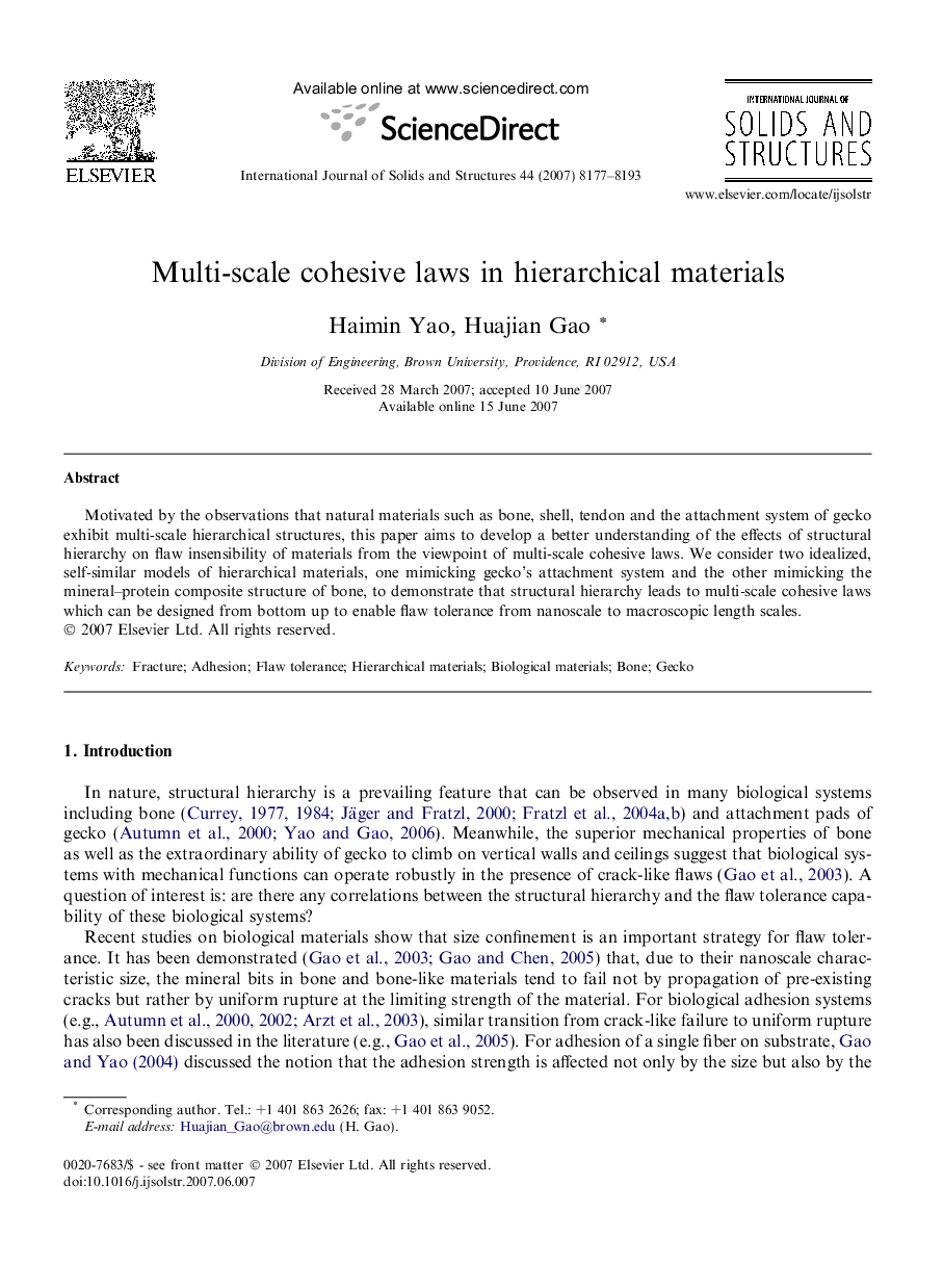 Multi-scale cohesive laws in hierarchical materials