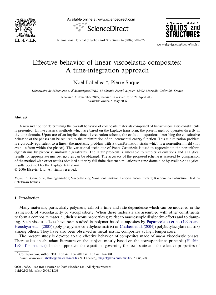 Effective behavior of linear viscoelastic composites: A time-integration approach