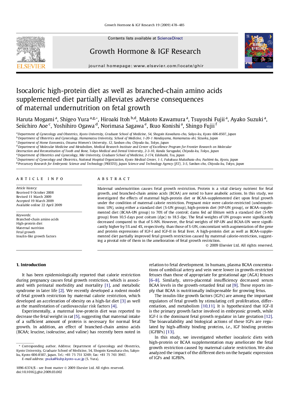 Isocaloric high-protein diet as well as branched-chain amino acids supplemented diet partially alleviates adverse consequences of maternal undernutrition on fetal growth