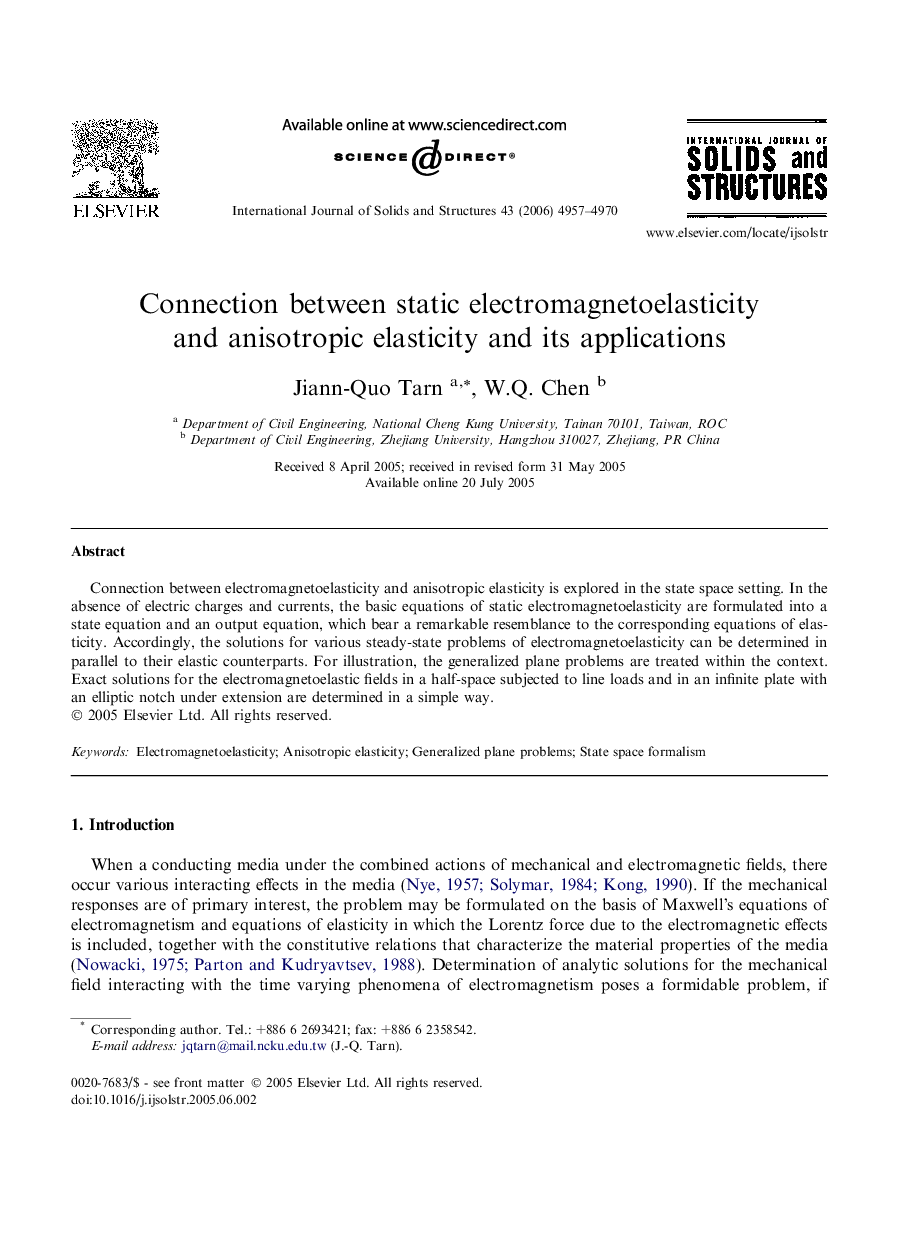 Connection between static electromagnetoelasticity and anisotropic elasticity and its applications