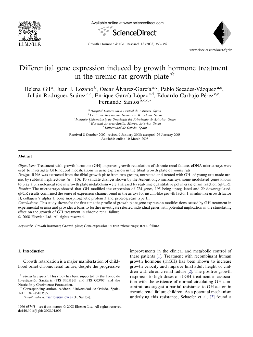 Differential gene expression induced by growth hormone treatment in the uremic rat growth plate 