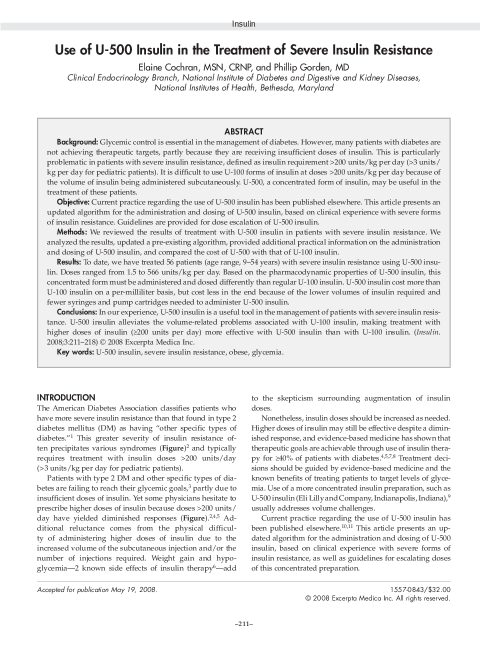 Use of U-500 insulin in the treatment of severe insulin resistance