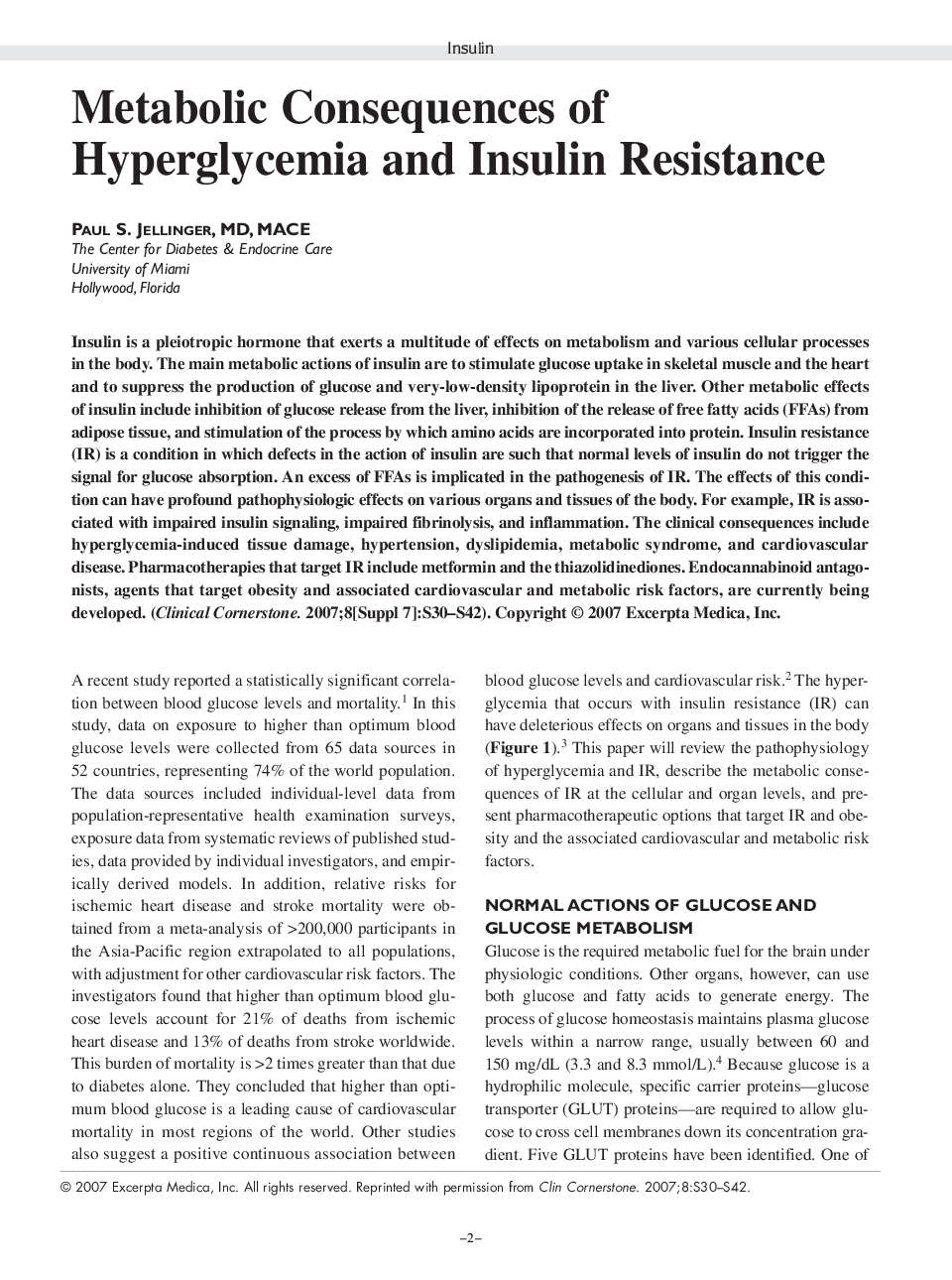 Metabolic consequences of hyperglycemia and insulin resistance