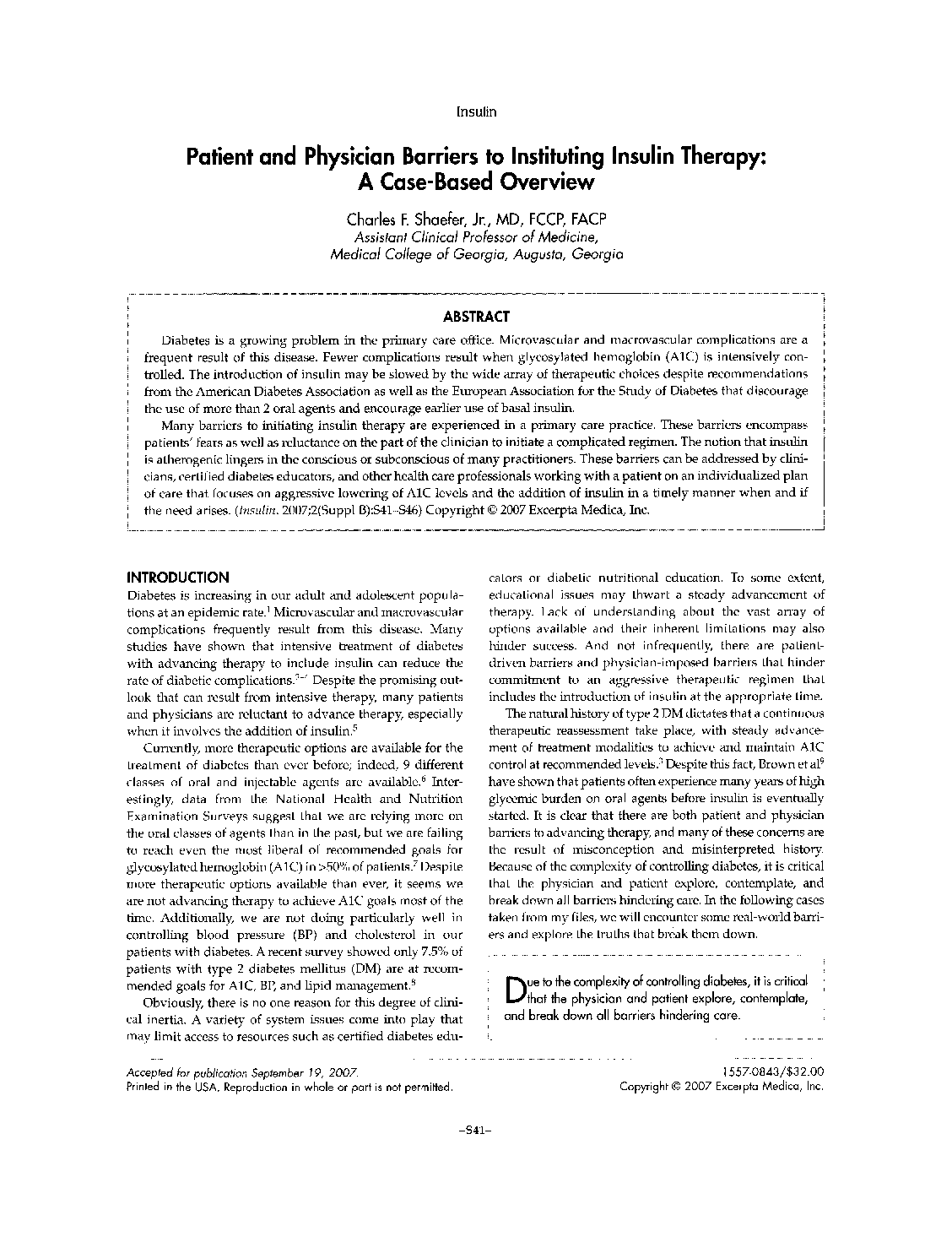 Patient and Physician Barriers to Instituting Insulin Therapy: A Case-Based Overview