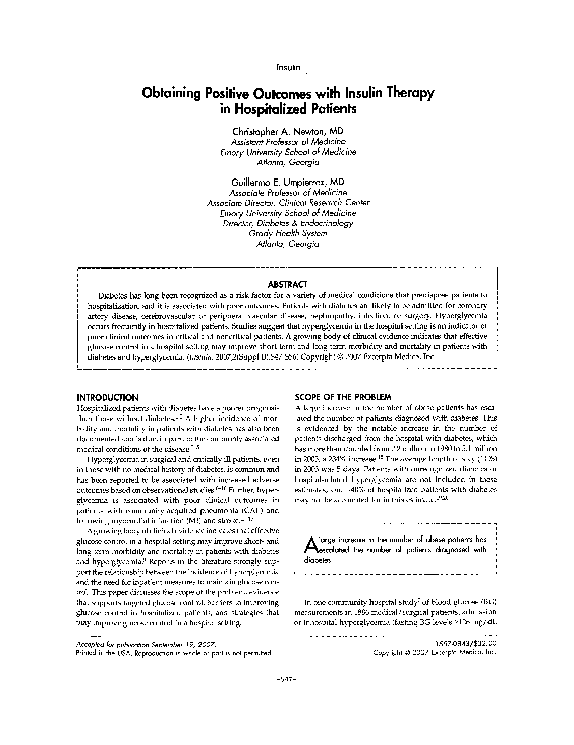 Obtaining Positive Outcomes with Insulin Therapy in Hospitalized Patients