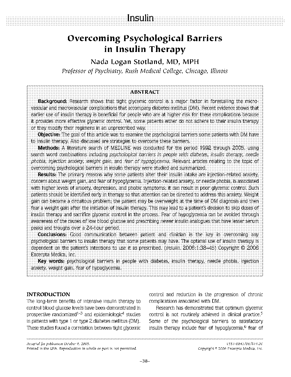 Overcoming psychological barriers in insulin therapy