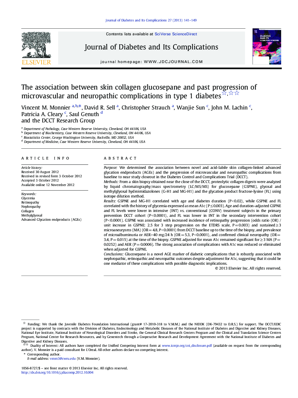 The association between skin collagen glucosepane and past progression of microvascular and neuropathic complications in type 1 diabetes 