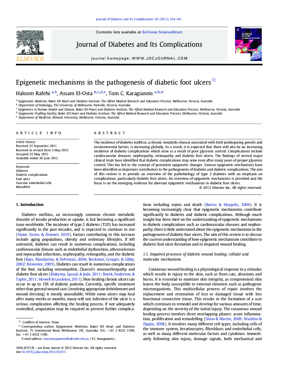 Epigenetic mechanisms in the pathogenesis of diabetic foot ulcers 