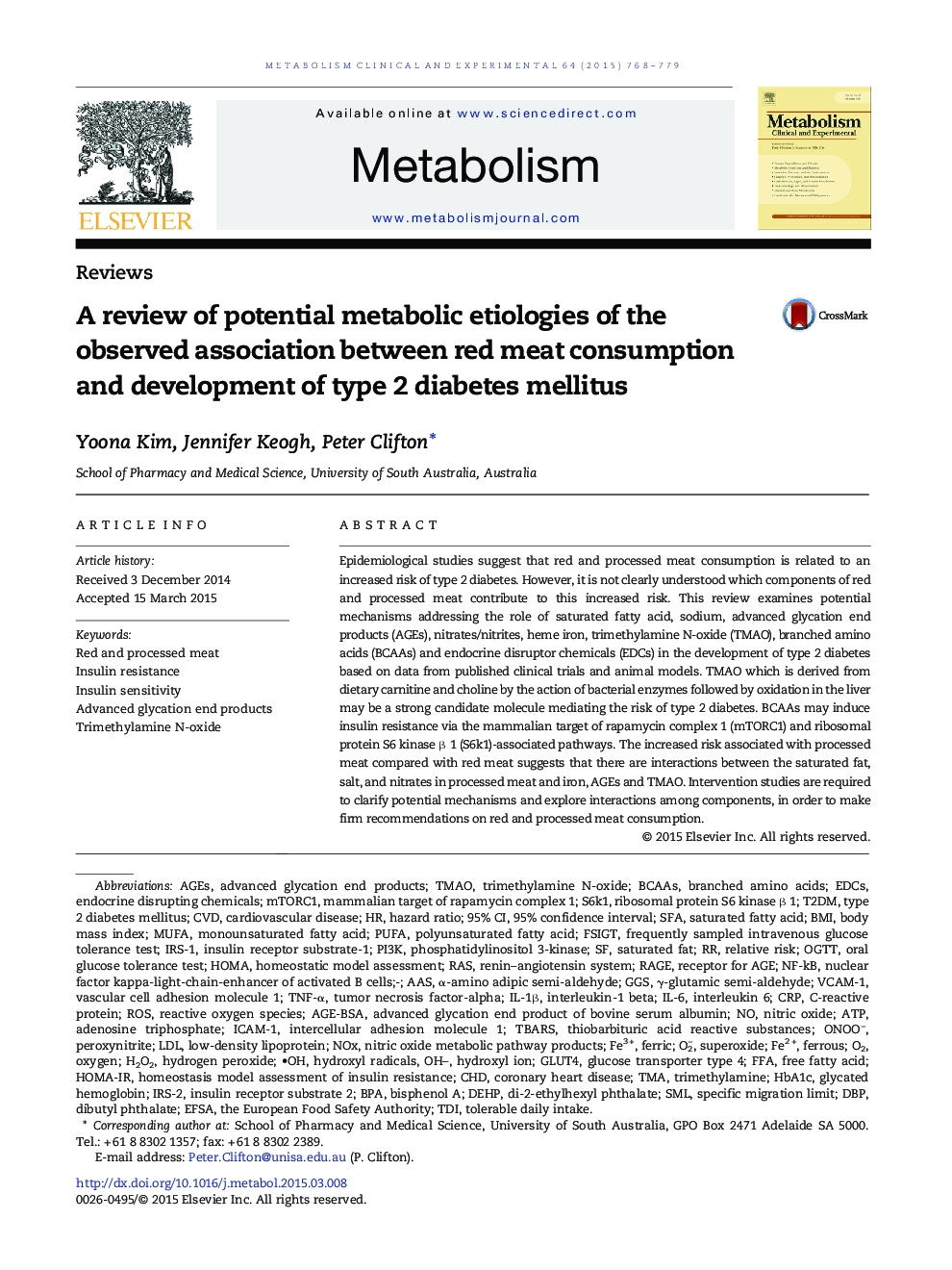 A review of potential metabolic etiologies of the observed association between red meat consumption and development of type 2 diabetes mellitus