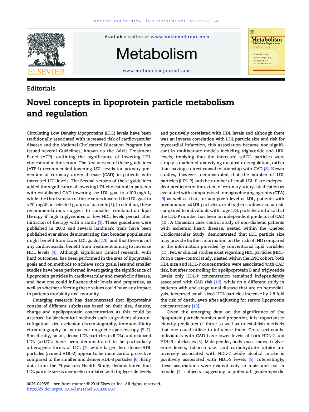 Novel concepts in lipoprotein particle metabolism and regulation