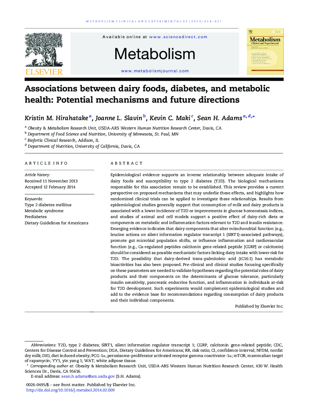 Associations between dairy foods, diabetes, and metabolic health: Potential mechanisms and future directions