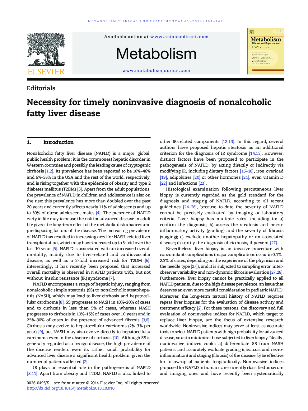 Necessity for timely noninvasive diagnosis of nonalcoholic fatty liver disease