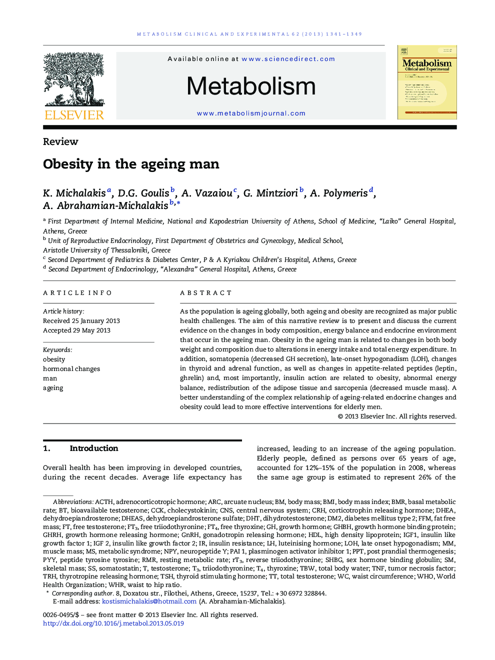 Obesity in the ageing man