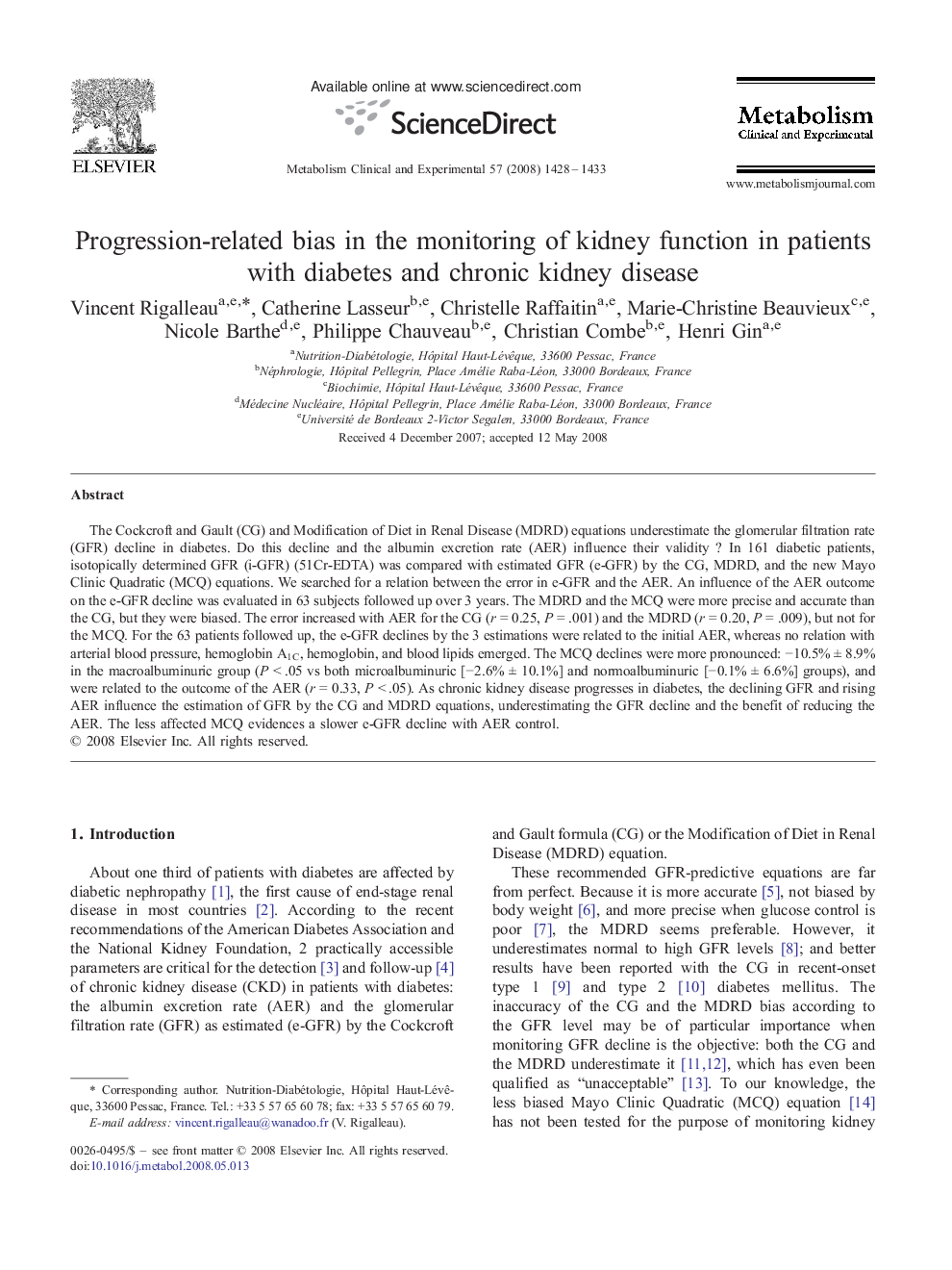 Progression-related bias in the monitoring of kidney function in patients with diabetes and chronic kidney disease